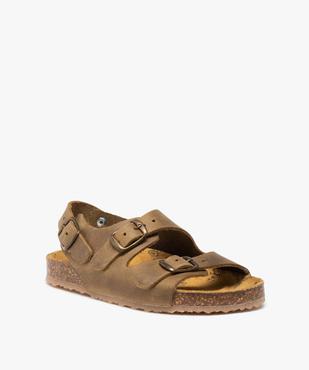Sandales garçon dessus cuir uni et semelle imprimée – NA! vue2 - NA! - GEMO