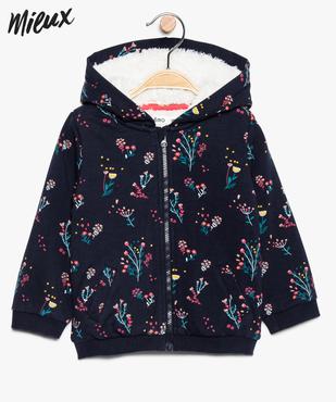 Sweat bébé fille zippé    coton bio vue1 - GEMO 4G BEBE - GEMO
