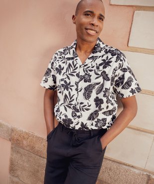 Chemise manches courtes avec col cubain à motif tropical homme vue6 - GEMO 4G HOMME - GEMO