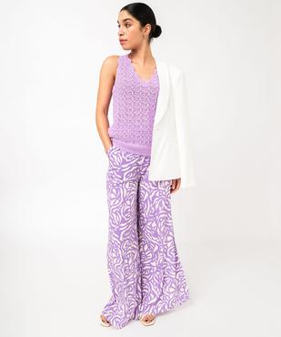 Pantalon large et fluide à taille haute et imprimé femme vue5 - GEMO(FEMME PAP) - GEMO