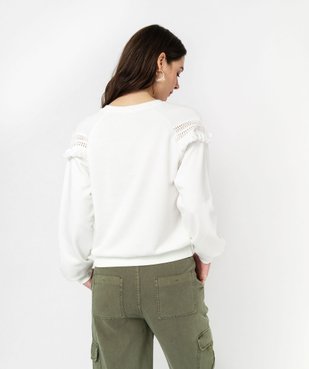 Sweat avec franges et maille ajourée sur le buste femme vue3 - GEMO(FEMME PAP) - GEMO