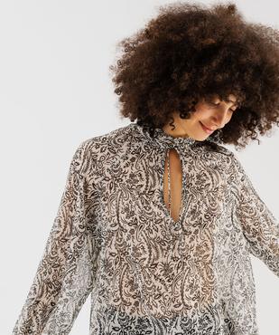 Blouse en voile transparent avec col froncé femme vue2 - GEMO 4G FEMME - GEMO