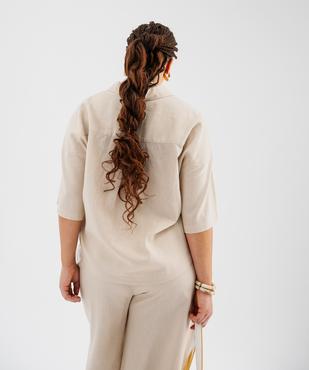 Chemise manches courtes en viscose et lin femme grande taille vue3 - GEMO 4G GT - GEMO