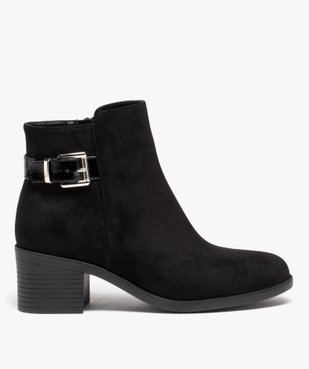 Boots femme à talon carré avec zip et bride décorative vue1 - GEMO(URBAIN) - GEMO