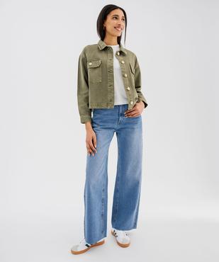 Veste en jean coloré large et courte femme vue4 - GEMO 4G FEMME - GEMO