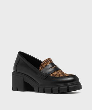 Mocassins avec dessus léopard et semelle crantée femme - 5 Miles vue2 - 5 MILES - GEMO