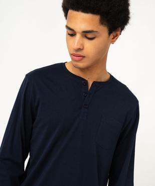 Tee-shirt à manches longues et col tunisien avec poche poitrine homme vue2 - GEMO 4G HOMME - GEMO