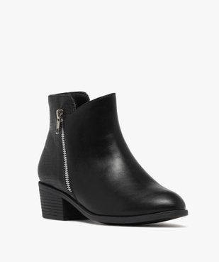 Bottines femme avec zip fantaisie et arrière effet grainé vue3 - GEMO (CASUAL) - GEMO