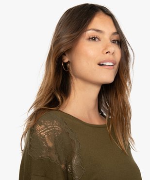 Pull femme fin avec empiècements dentelle vue2 - GEMO(FEMME PAP) - GEMO
