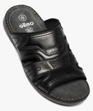 Sandales homme mules confort dessus cuir uni vue5 - GEMO (CASUAL) - GEMO