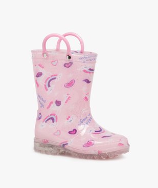 Bottes de pluie fille à anses et semelle lumineuse motif licorne vue3 - LOVELY WINGS - GEMO