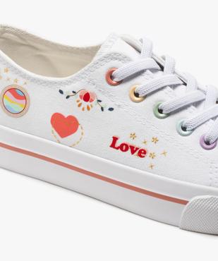 Baskets fille en toile avec graffitis et lacets élastiques vue6 - GEMO (ENFANT) - GEMO
