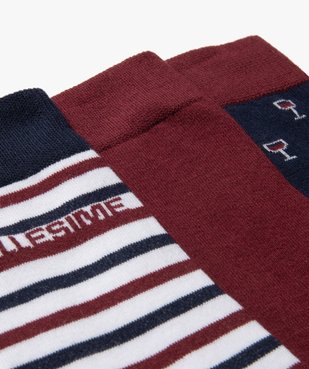 Chaussettes hautes à motif vin homme (lot de 3) vue2 - GEMO(HOMWR HOM) - GEMO