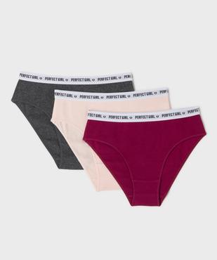 Culottes en maille côtelée coton stretch avec ceinture marquée fille (lot de 3) vue1 - GEMO 4G FILLE - GEMO