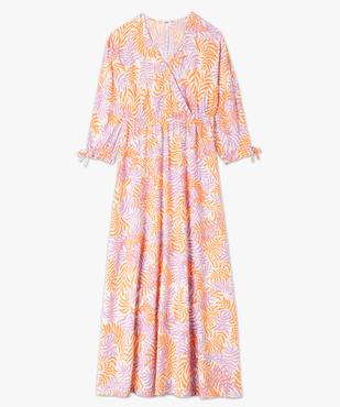 Robe longue imprimée avec col cache-coeur femme vue5 - GEMO(FEMME PAP) - GEMO