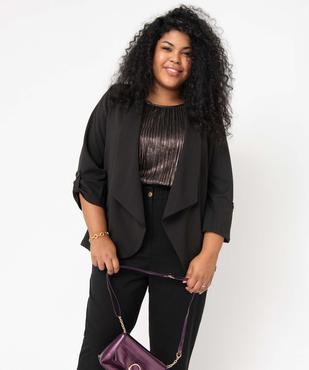 Veste femme grande taille porté ouvert avec manches 3/4 vue2 - GEMO (G TAILLE) - GEMO