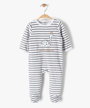 Pyjama bébé garçon en velours rayé et brodé vue1 - GEMO(BB COUCHE) - GEMO