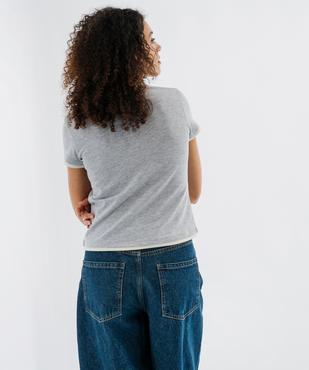 Tee-shirt manches courtes et col rond boutonné femme vue3 - GEMO 4G FEMME - GEMO