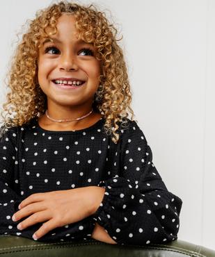 Robe courte à manches longues en maille texturée extensible fille vue2 - GEMO (ENFANT) - GEMO