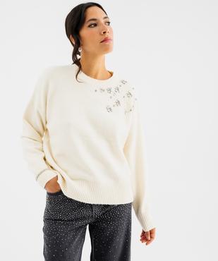 Pull col rond strass femme vue1 - GEMO(FEMME PAP) - GEMO