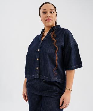 Chemise manches courtes en jean brut femme grande taille vue1 - GEMO (G TAILLE) - GEMO