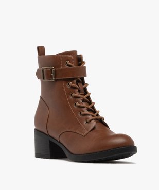Bottines femme à talon carré et à lacets avec bride à boucle vue3 - VALENTINA BALDA - GEMO