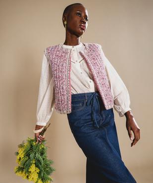 Veste sans manches matelassée à motif fleuri femme vue1 - GEMO 4G FEMME - GEMO