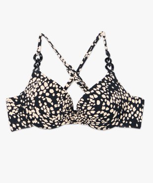 Haut de maillot de bain femme tacheté avec bonnets paddés vue4 - GEMO (PLAGE) - GEMO