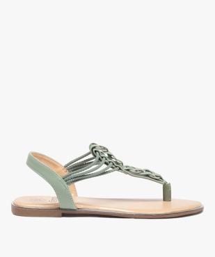 Sandales femme à talon plat et entre-doigts détails métal vue1 - GEMO (CASUAL) - GEMO