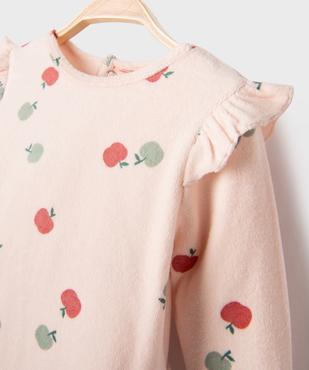Pyjama en velours avec volants et motifs pommes bébé vue2 - GEMO 4G BEBE - GEMO