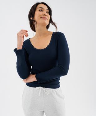 Tee-shirt de nuit côtelé femme vue3 - GEMO(HOMWR FEM) - GEMO