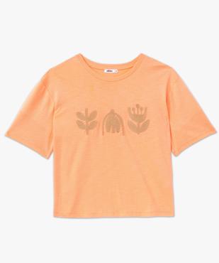 Tee-shirt manches courtes crop top avec motif brodé femme vue4 - GEMO(FEMME PAP) - GEMO