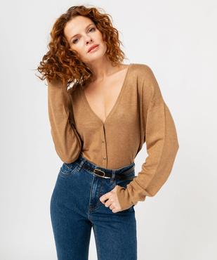 Gilet à col V en maille fine femme vue5 - GEMO 4G FEMME - GEMO