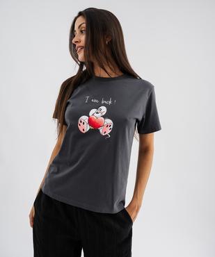 Tee-shirt manches courtes avec motif poitrine femme - Diddl vue2 - DIDDL - GEMO