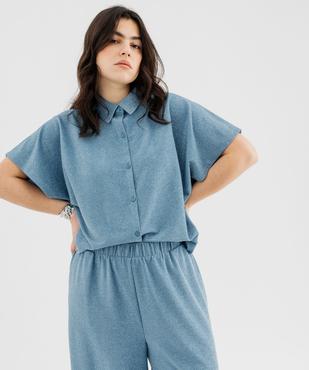 Chemise manches courtes pailletée coupe loose femme grande taille vue1 - GEMO (G TAILLE) - GEMO