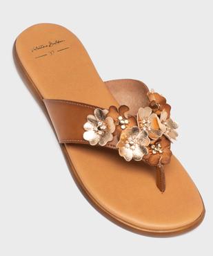 Tongs à petit talon compensé et fleurs en relief femme vue5 - VALENTINA BALDA - GEMO
