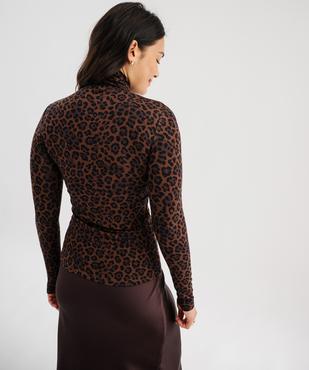 Tee-shirt manches longues et col roulé imprimé femme vue3 - GEMO 4G FEMME - GEMO