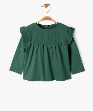 Tee-shirt manches longues avec volants aux épaules bébé fille vue1 - GEMO(BEBE DEBT) - GEMO