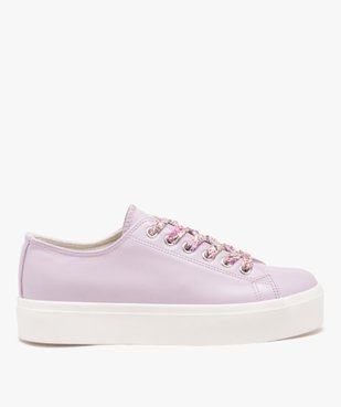 Baskets femme dessus vernis et uni avec semelle plateforme vue2 - GEMO (SPORTSWR) - GEMO