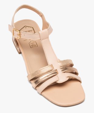 Sandales femme à petit talon carré et à fines lanières en cuir - T vue5 - TANEO - GEMO