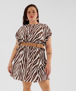 Robe courte imprimée à manches courtes femme grande taille vue1 - GEMO 4G GT - GEMO