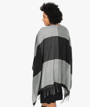 Poncho femme à larges carreaux avec finitions franges. vue3 - GEMO (ACCESS) - GEMO