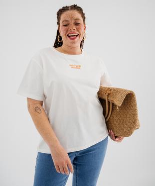 Tee-shirt manches courtes avec message poitrine et dos femme grande taille vue1 - GEMO (G TAILLE) - GEMO
