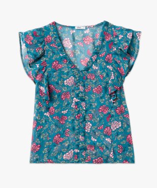Blouse en voile fleuri sans manches à col V et volants femme vue4 - GEMO(FEMME PAP) - GEMO