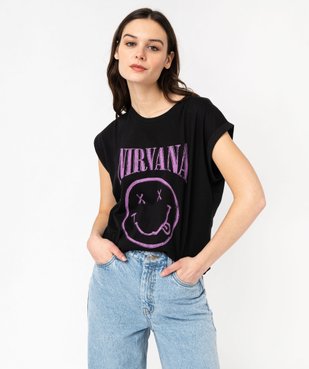 Tee-shirt à manches ultra courtes imprimé femme - Nirvana vue2 - DUA LIPA - GEMO