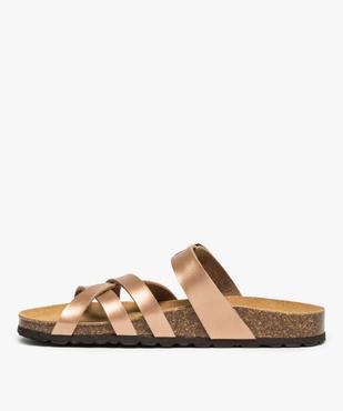 Mules femme à talon plat et brides métallisées vue3 - GEMO (CASUAL) - GEMO