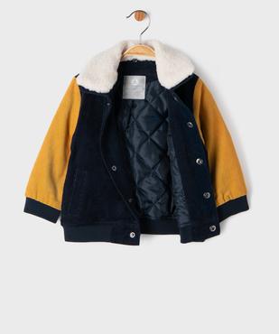 Blouson aviateur en velours à col en sherpa bébé garçon - LuluCastagnette vue5 - LULU CASTAGNETTE GEMO FOR GOOD - GEMO