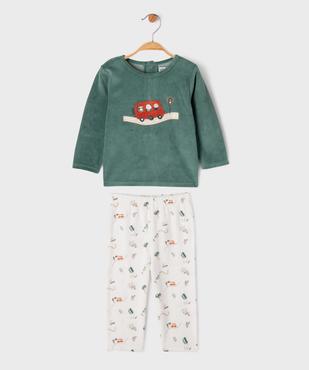 Pyjama en velours 2 pièces à motifs voitures bébé garçon vue1 - GEMO 4G BEBE - GEMO