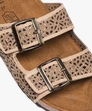 Sandales femme mules plates en cuir sur semelle liège vue6 - GEMO (CASUAL) - GEMO