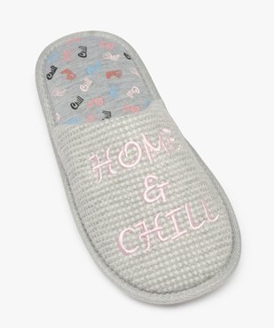 Chaussons femme mules plates brodées Home & Chill vue5 - GEMO(HOMWR FEM) - GEMO